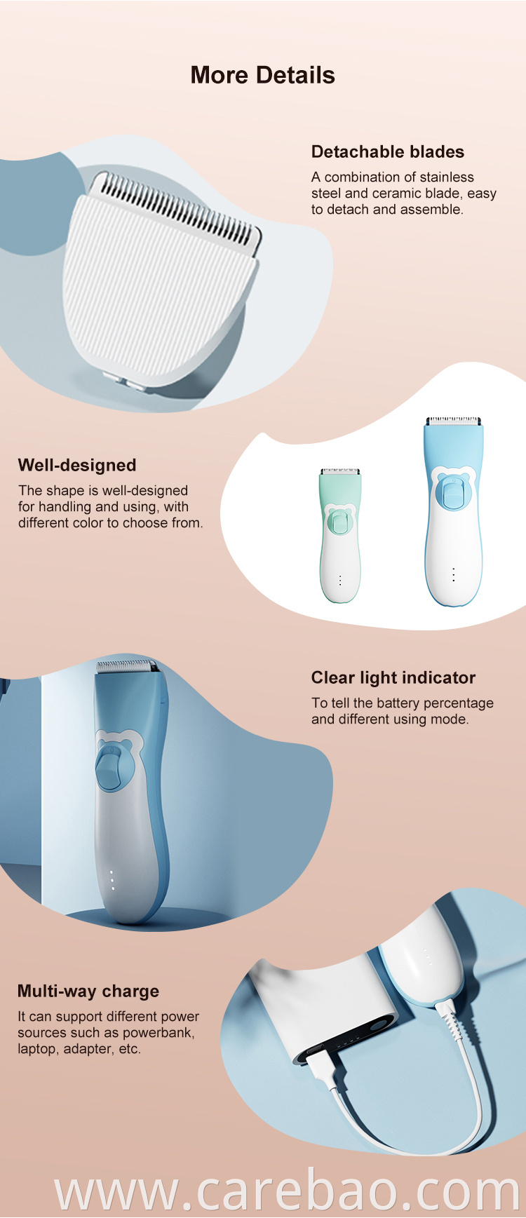 Manufacturer Price Best Selling Baby Product Usb Fast Charging Cordless Body Hair Trimmer Baby Hair Clipper